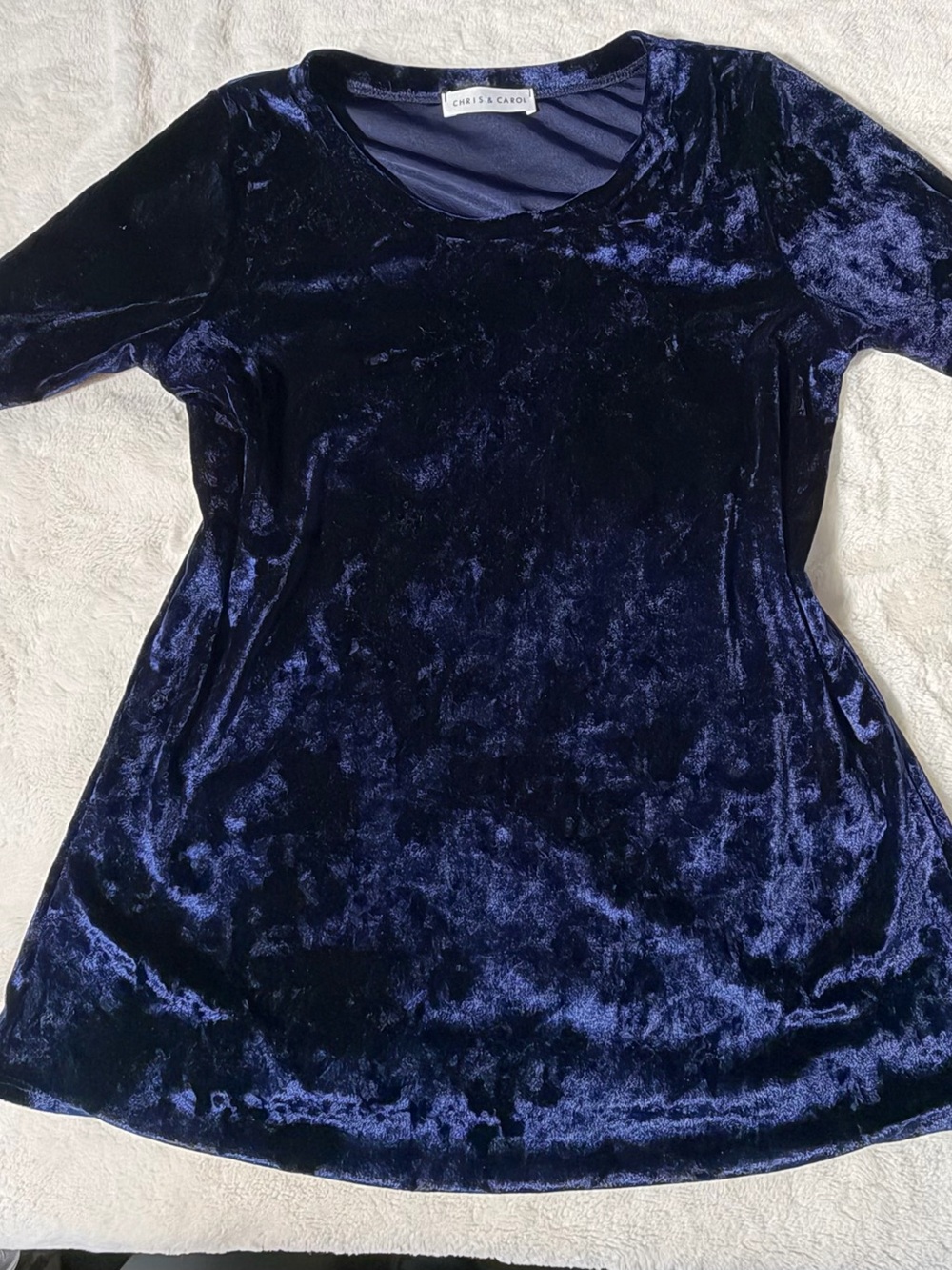 Chris & Carol Midnight Blue Velvet Mini Dress